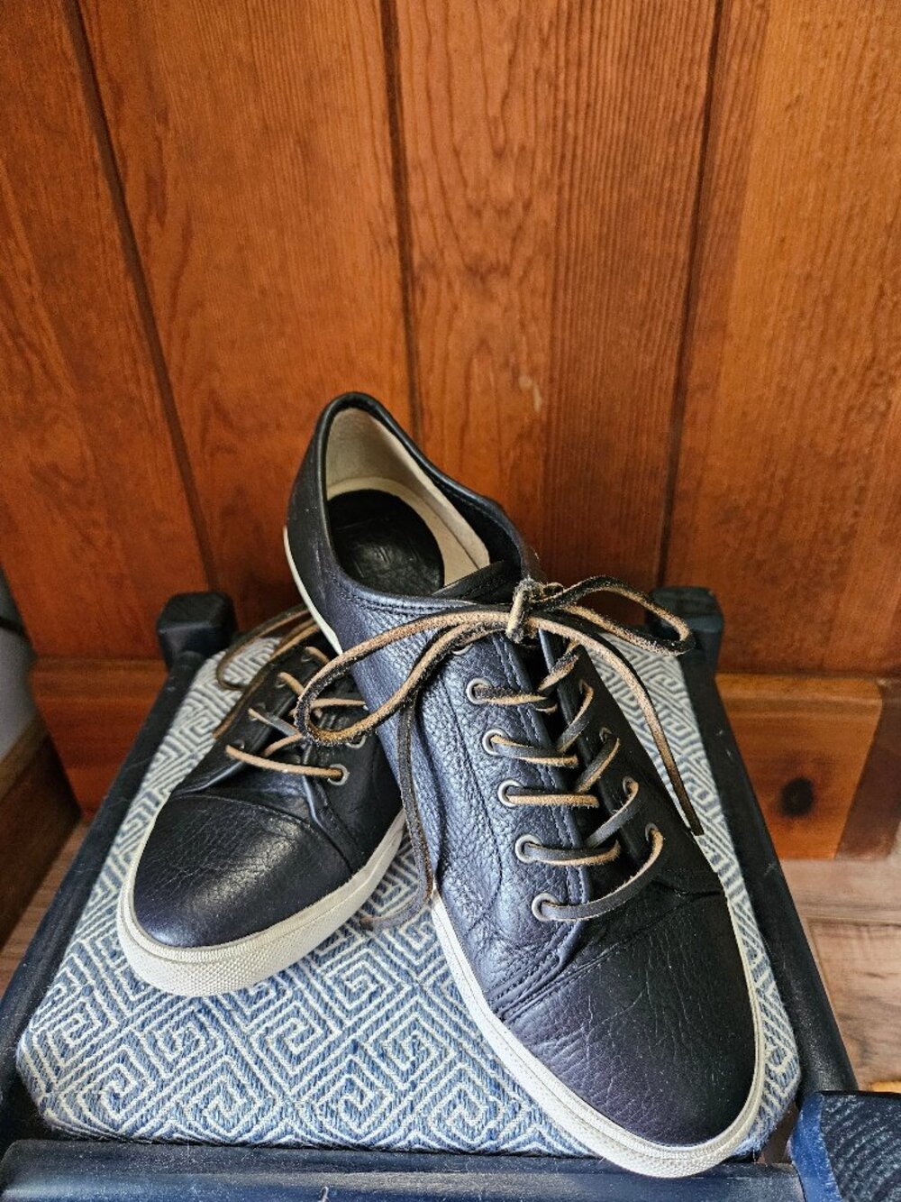 Frye Black Leather Sneakers with Rawhide Laces, Size 8